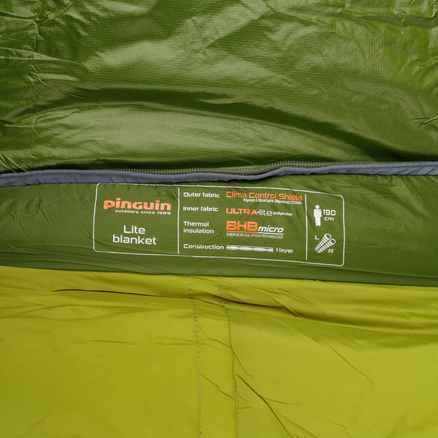 Спальник-ковдра PINGUIN Lite Blanket 190 (14°C/10°C) Khaki Right (229448)