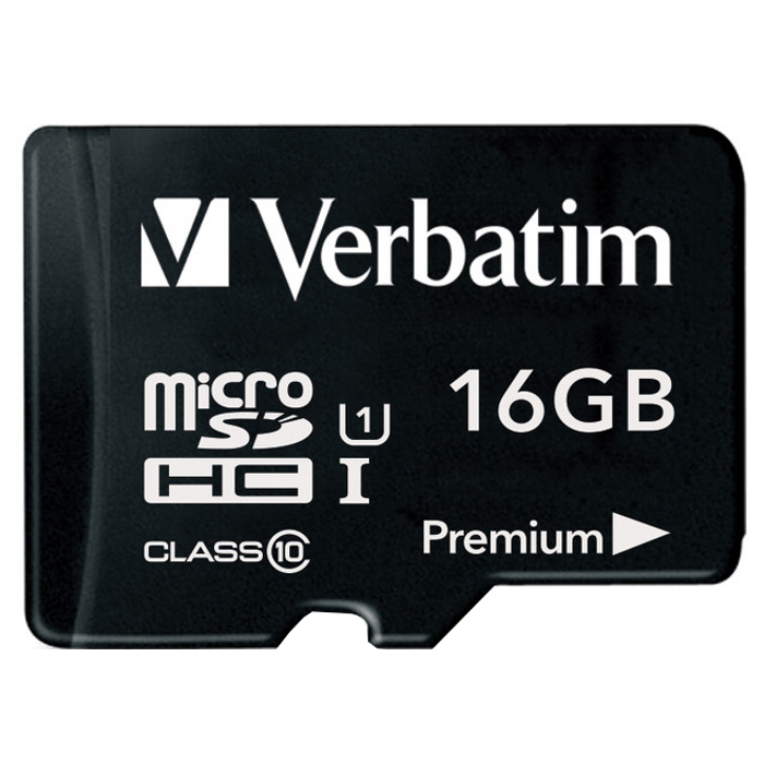 Карта памяти VERBATIM microSDHC Premium 16GB UHS-I Class 10 + SD-adapter (44082)