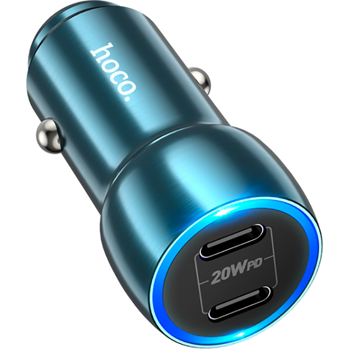 Автомобільний зарядний пристрій HOCO Z48 Tough 2xUSB-C 40W Sapphire Blue (6931474795007)