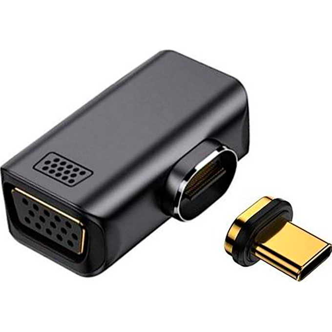 Адаптер POWERPLANT Magnetic USB Type-C (M) - VGA (F) USB-C - VGA Black (CA914289)