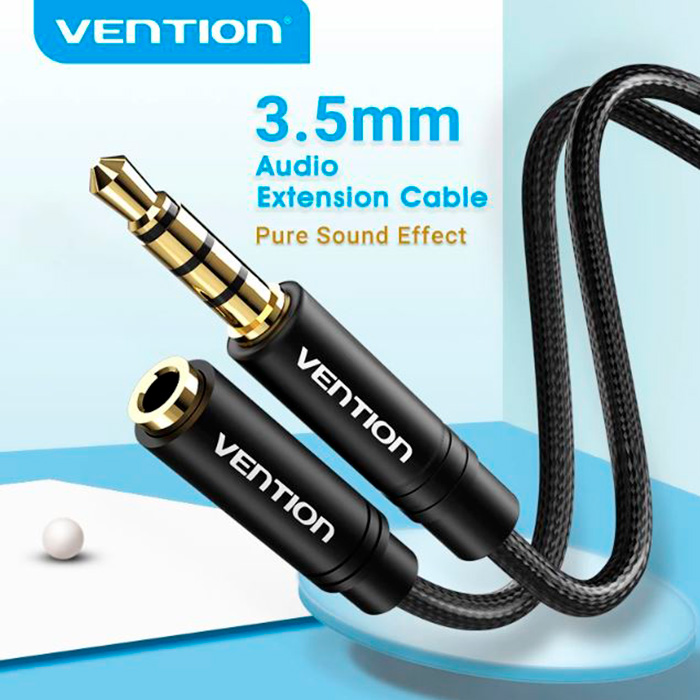 Кабель-удлинитель VENTION 3.5mm Audio Extension Cable mini-jack 3.5mm 0.5м Black (BHCBD)