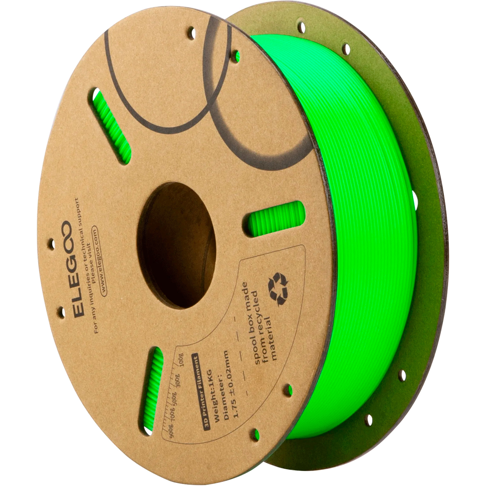 Пластик (філамент) для 3D принтера ELEGOO PLA 1.75mm, 1кг, Green (50.203.0069)