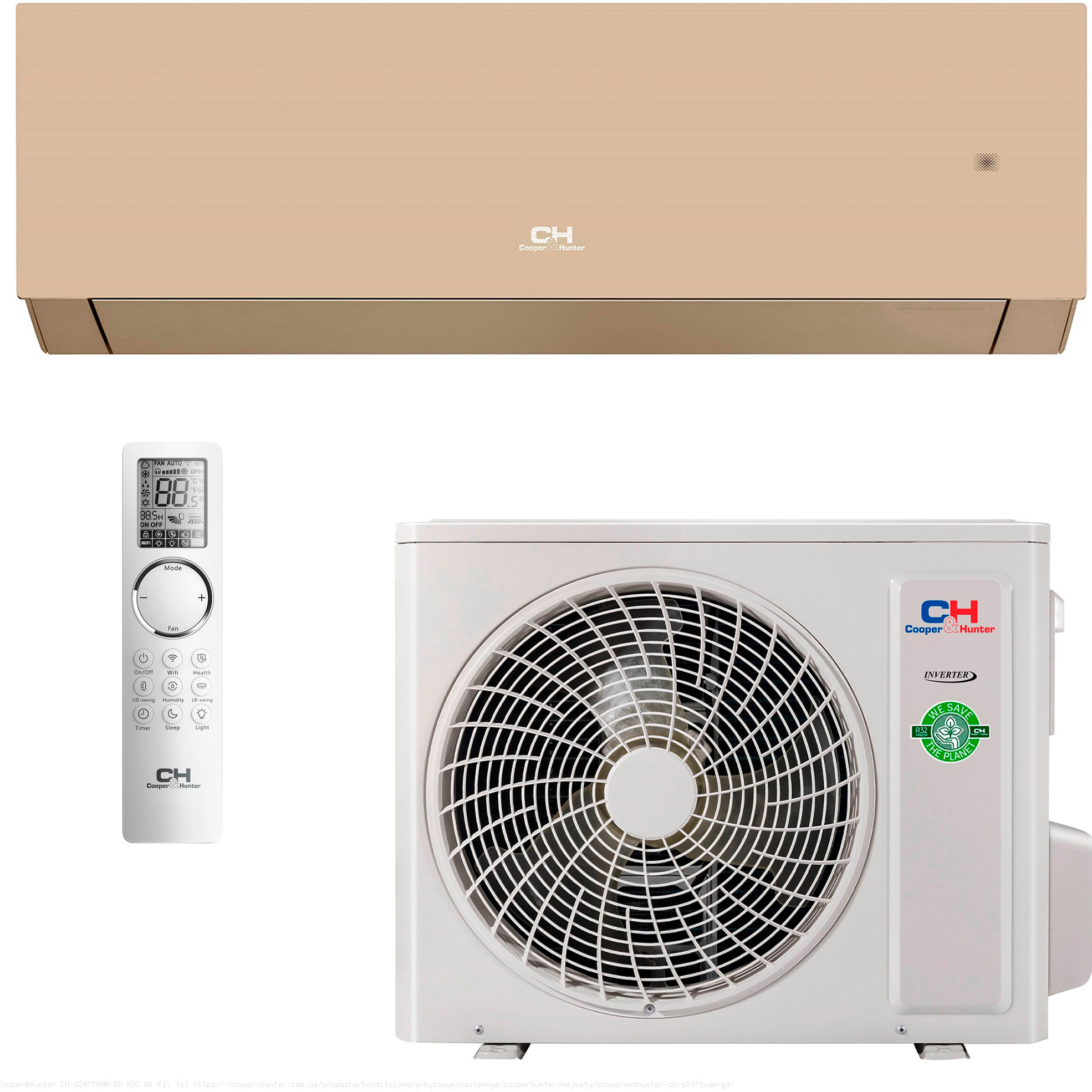 Кондиціонер COOPER&HUNTER Majesty CH-S18FTXAM-GD Wi-Fi