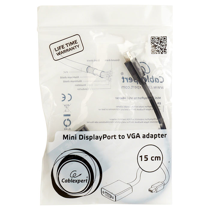 Адаптер CABLEXPERT Mini DisplayPort - VGA Black (A-MDPM-VGAF-02)