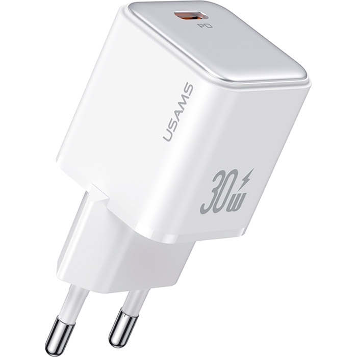 Зарядний пристрій USAMS US-CC186 X-ron Single USB PD30W Fast Charger White (CC186TC02)
