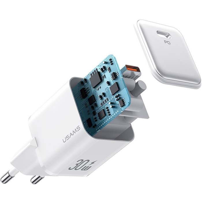 Зарядное устройство USAMS US-CC186 X-ron Single USB PD30W Fast Charger White (CC186TC02)