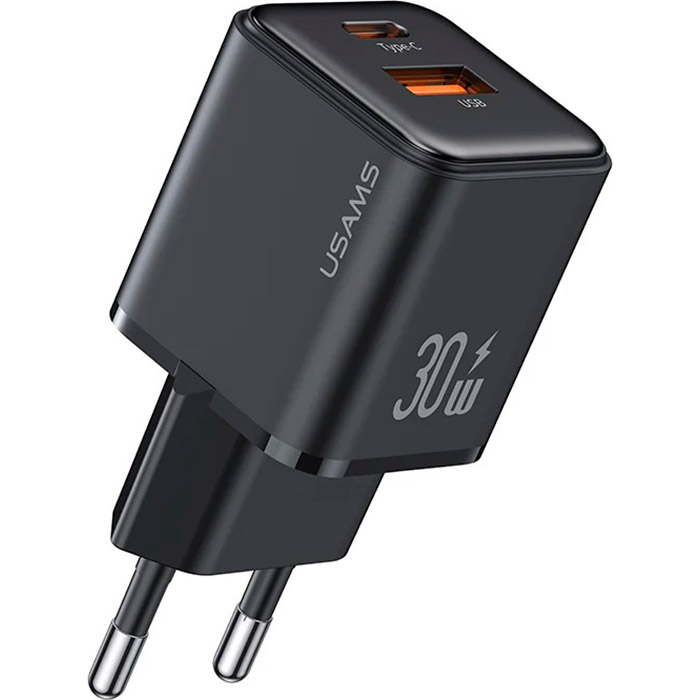 Зарядное устройство USAMS US-CC189 X-ron Dual USB PD30W Fast Charger Black (CC189TC01)