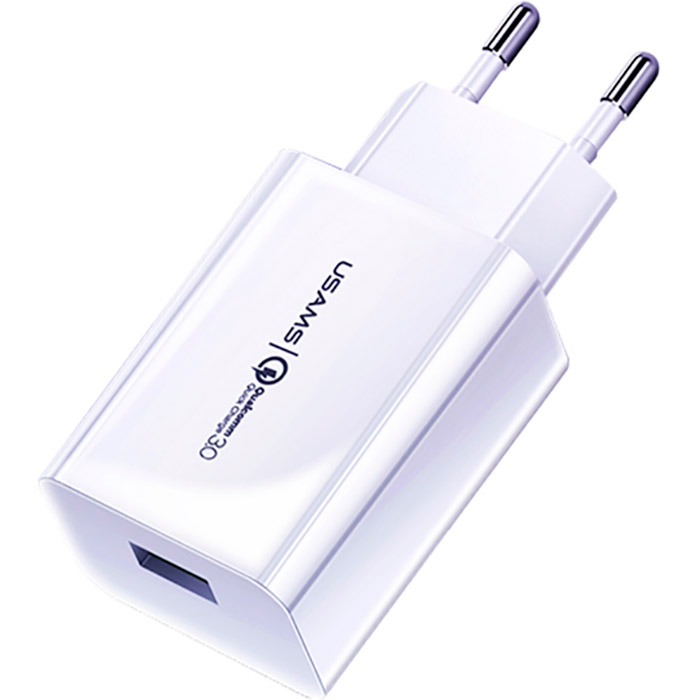 Зарядний пристрій USAMS US-CC083 T22 Single USB QC3.0 Travel Charger White (CC83TC01)