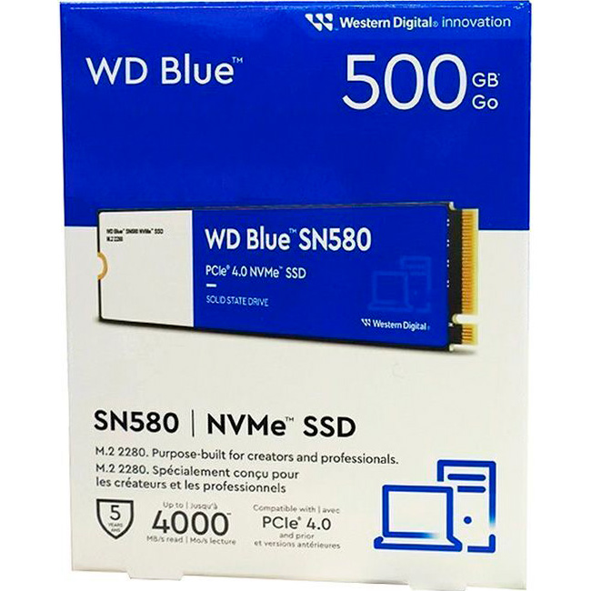 SSD диск WD Blue SN580 500GB M.2 NVMe (WDS500G3B0E)