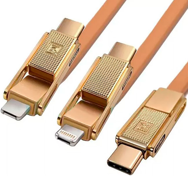 Кабель REMAX Gplex 3-in 1 USB-A to Lightning/Micro-USB/Type-C 1м Gold (RC-070TH-GD)