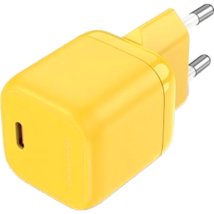 Зарядний пристрій VENTION 30W GaN Fast Charger USB-C, PD3.0, QC4+ Yellow (FAKY0-EU)