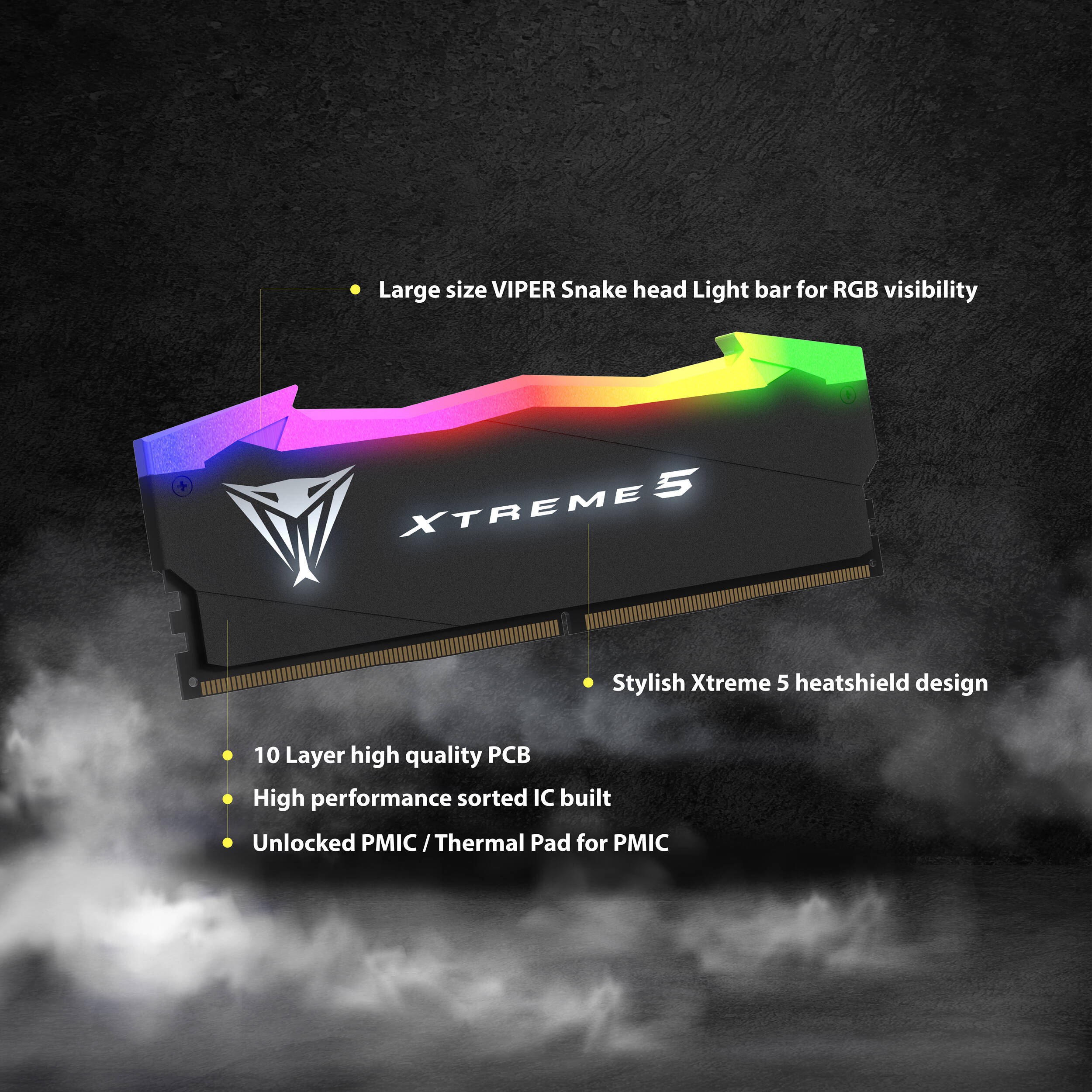 Модуль пам'яті PATRIOT Viper Xtreme 5 RGB DDR5 7600MHz 32GB Kit 2x16GB (PVX532G76C36K)
