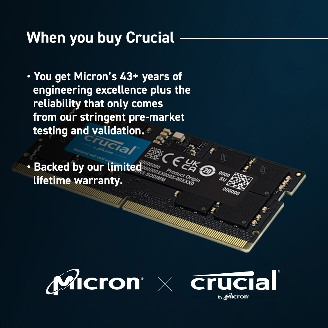 Модуль пам'яті CRUCIAL SO-DIMM DDR5 5600MHz 32GB Kit 2x16GB (CT2K16G56C46S5)