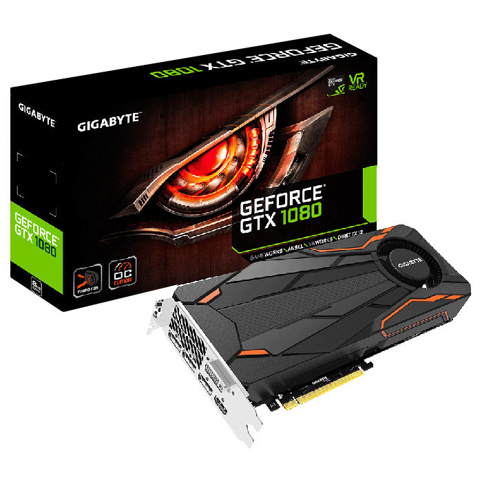 Відеокарта GIGABYTE GeForce GTX 1080 8GB GDDR5X 256-bit Turbo OC (GV-N1080TTOC-8GD)