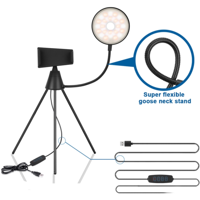 Кольцевая LED лампа PULUZ SYA0014601 + Tripod for Smartphone