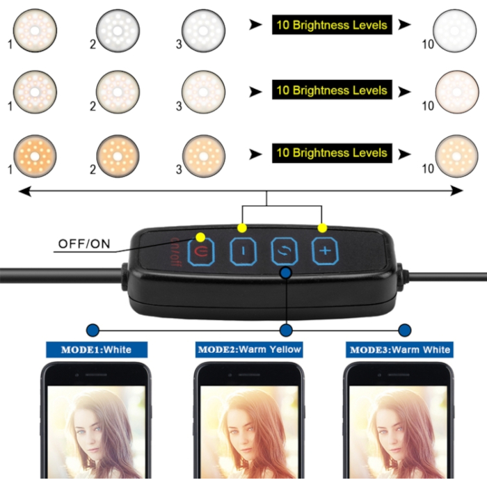 Кольцевая LED лампа PULUZ SYA0014601 + Tripod for Smartphone