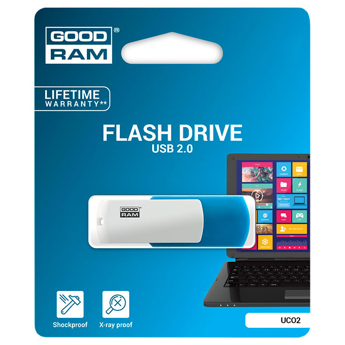 Флэшка GOODRAM UCO2 Colour 64GB USB2.0 Blue/White (UCO2-0640MXR11)