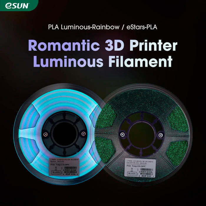 Пластик (філамент) для 3D принтера ESUN eStars-PLA 1.75mm, 1кг, Galaxy Black (ESTARS-PLA175GB1)
