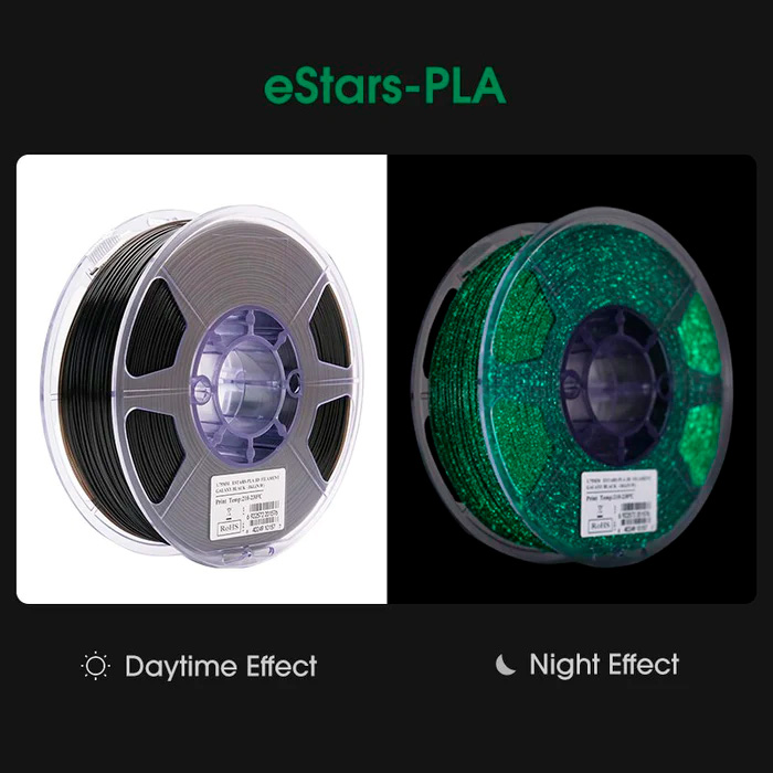 Пластик (филамент) для 3D принтера ESUN eStars-PLA 1.75mm, 1кг, Galaxy Black (ESTARS-PLA175GB1)
