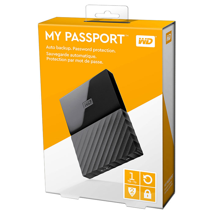 Портативний жорсткий диск WD My Passport 1TB USB3.0 Black (WDBYNN0010BBK-WESN)
