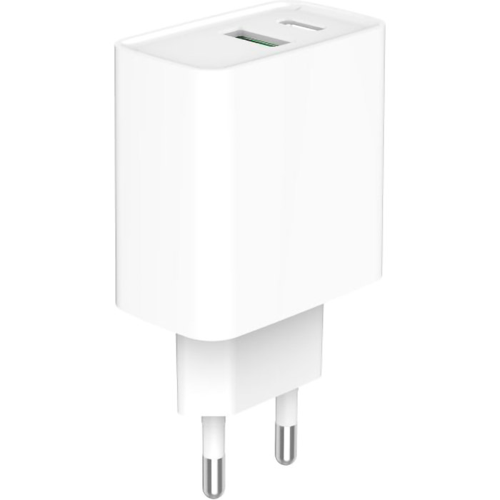 Зарядний пристрій GEMBIRD 1xUSB-A, 1xUSB-C, PD+QC3.0 20W White (TA-UC-PDQC20-01-W)