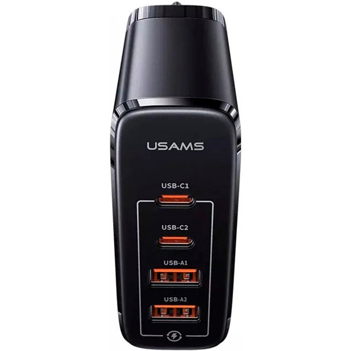 Зарядний пристрій USAMS UC-TZ01 T44 100W 4 Ports GaN Fast Charger Black w/Type-C to Type-C cable (UCTZ01)