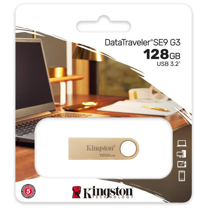 Флешка KINGSTON DataTraveler SE9 G3 USB3.2 128GB Gold (DTSE9G3/128GB)