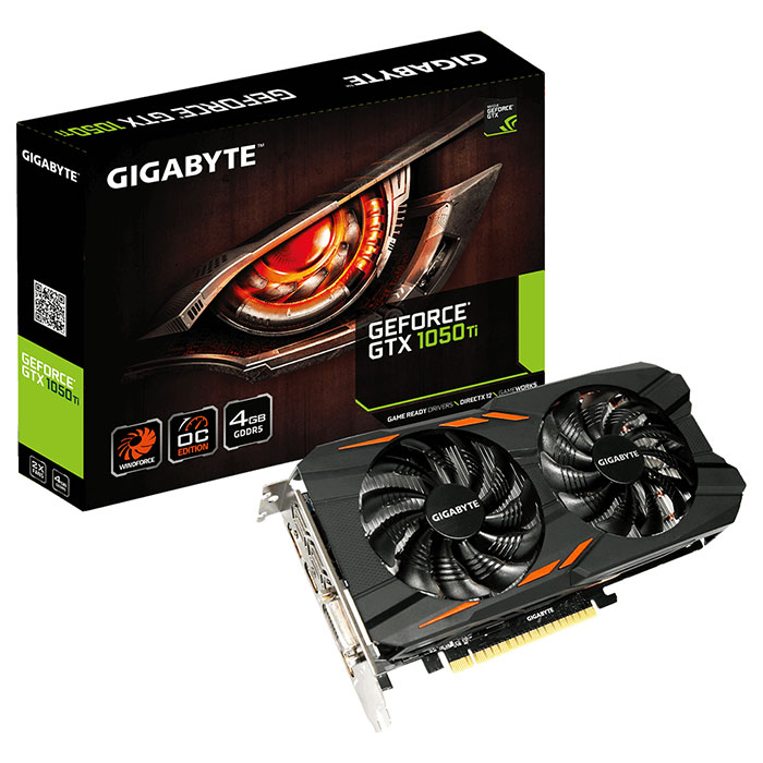 Відеокарта GIGABYTE GeForce GTX 1050 Ti 4GB GDDR5 128-bit OC (GV-N105TWF2OC-4GD)
