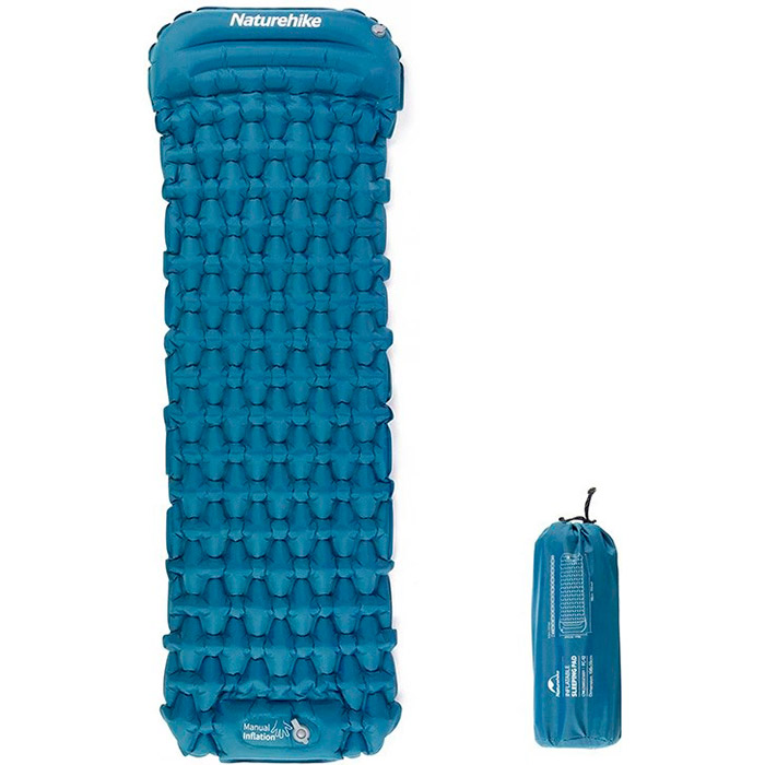 Матрац надувний c підголівником NATUREHIKE Outdoor Inflatable Mattress 198x59 Blue (CNK2300DZ0001-BL)