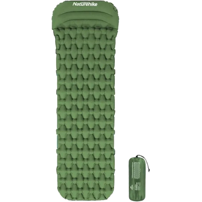 Надувной коврик с подушкой NATUREHIKE FC12 TPU Sleeping Pad Army Green (6927595737750)