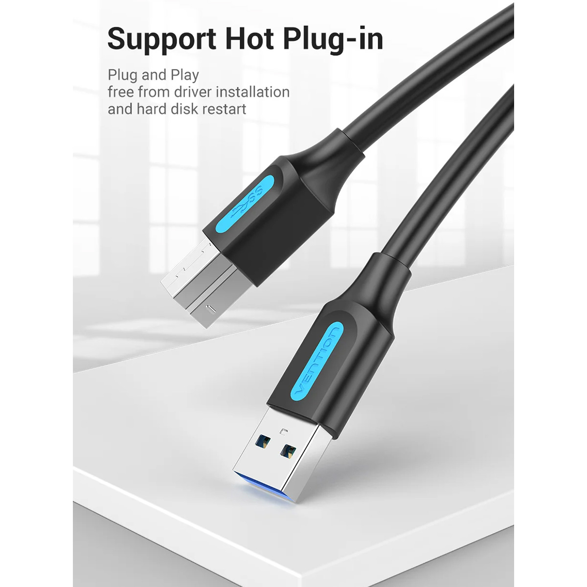 Кабель VENTION USB 3.0 AM/BM 2м Black (COOBH)