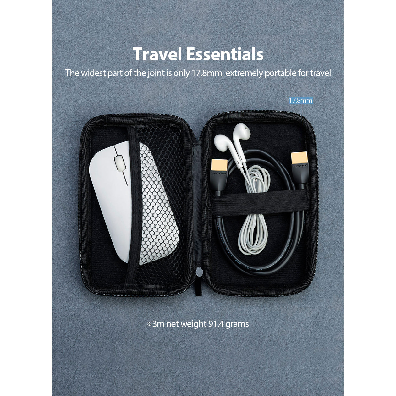 Кабель VENTION Portable 4K@60Hz Male to Male HDMI v2.0 0.5м Black (AAIBD)