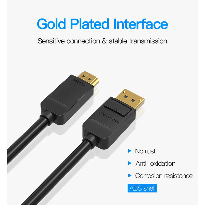 Кабель VENTION DisplayPort to HDMI Cable DisplayPort - HDMI v1.4 1.5м Black (HADBG)