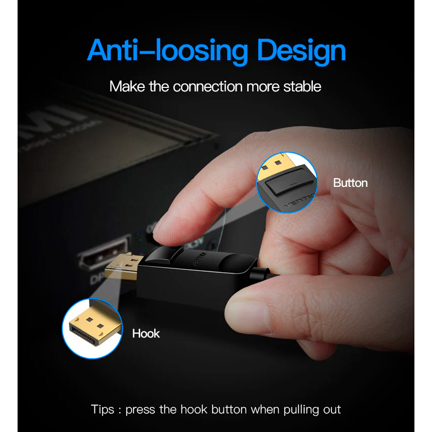 Кабель VENTION DisplayPort to HDMI Cable DisplayPort - HDMI v1.4 2м Black (HADBH)