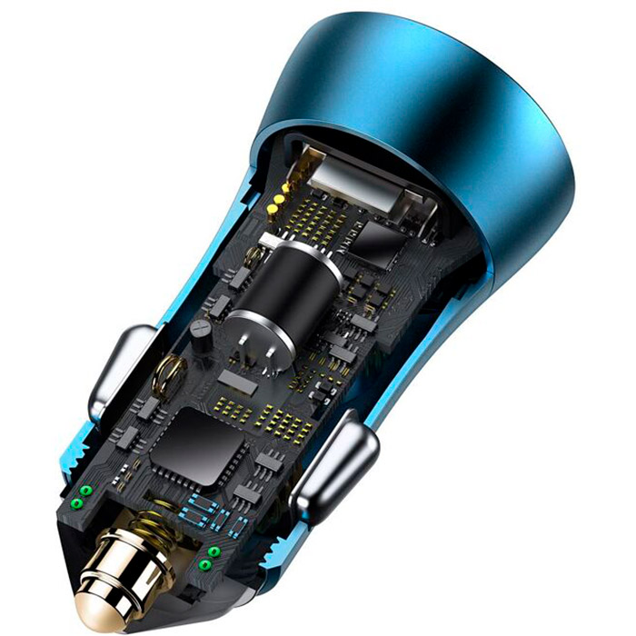 Автомобільний зарядний пристрій BASEUS Golden Contactor Pro Dual Quick Car Charger U+U 40W Blue (CCJD-A03)