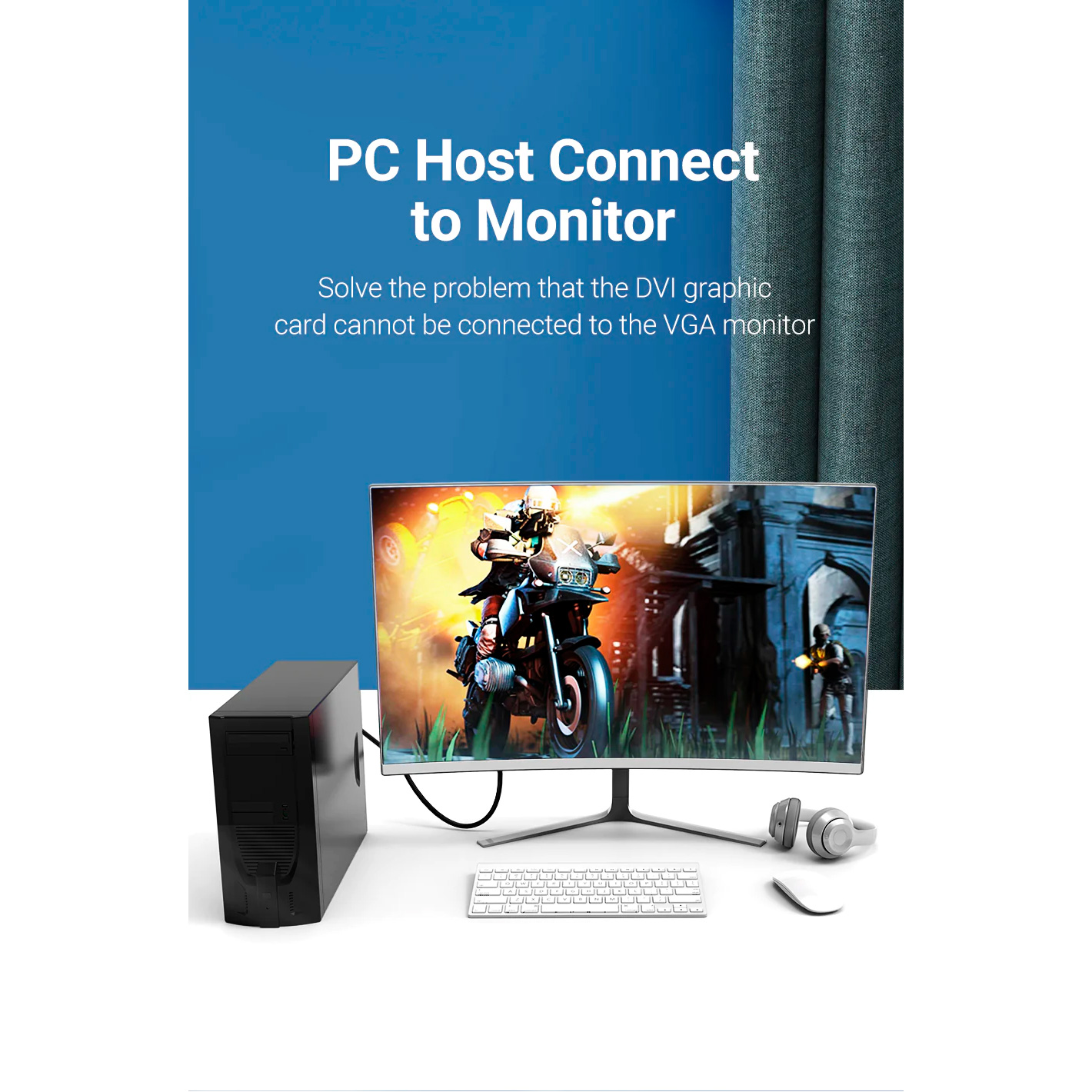 Кабель VENTION DVI - VGA 1.5м Black (EABBG)
