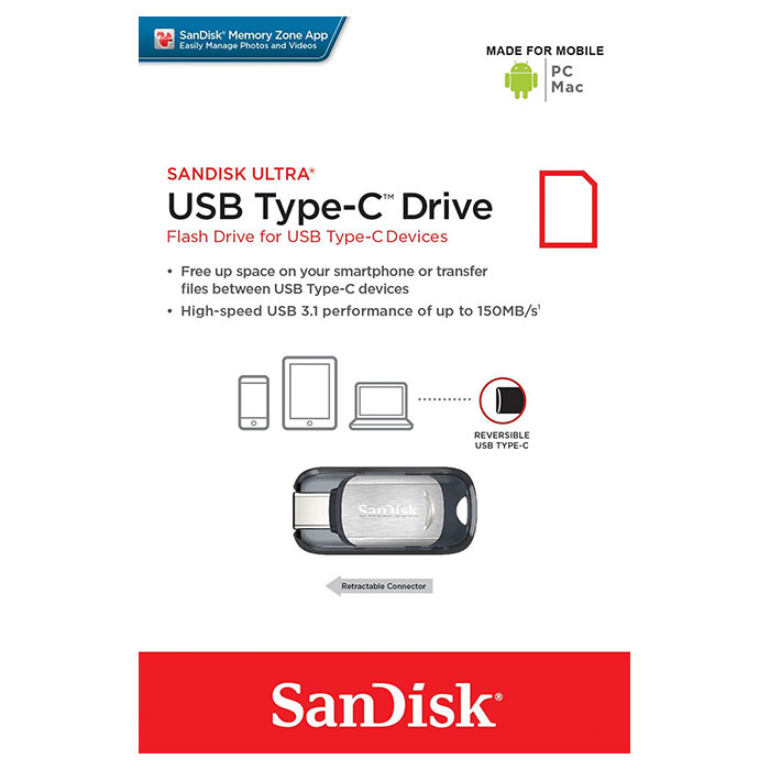 Флэшка SANDISK Ultra Type-C 128GB (SDCZ450-128G-G46)
