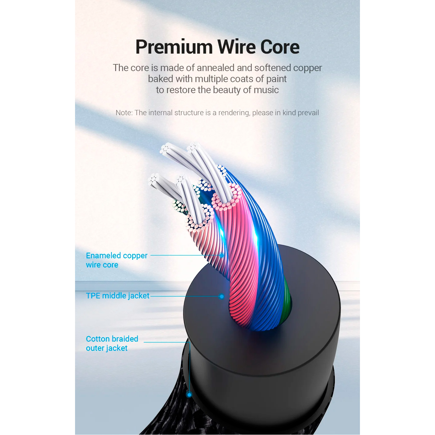 Кабель VENTION AUX Male to Male Cable mini-jack 3.5mm 1м Gray (BAQHF)