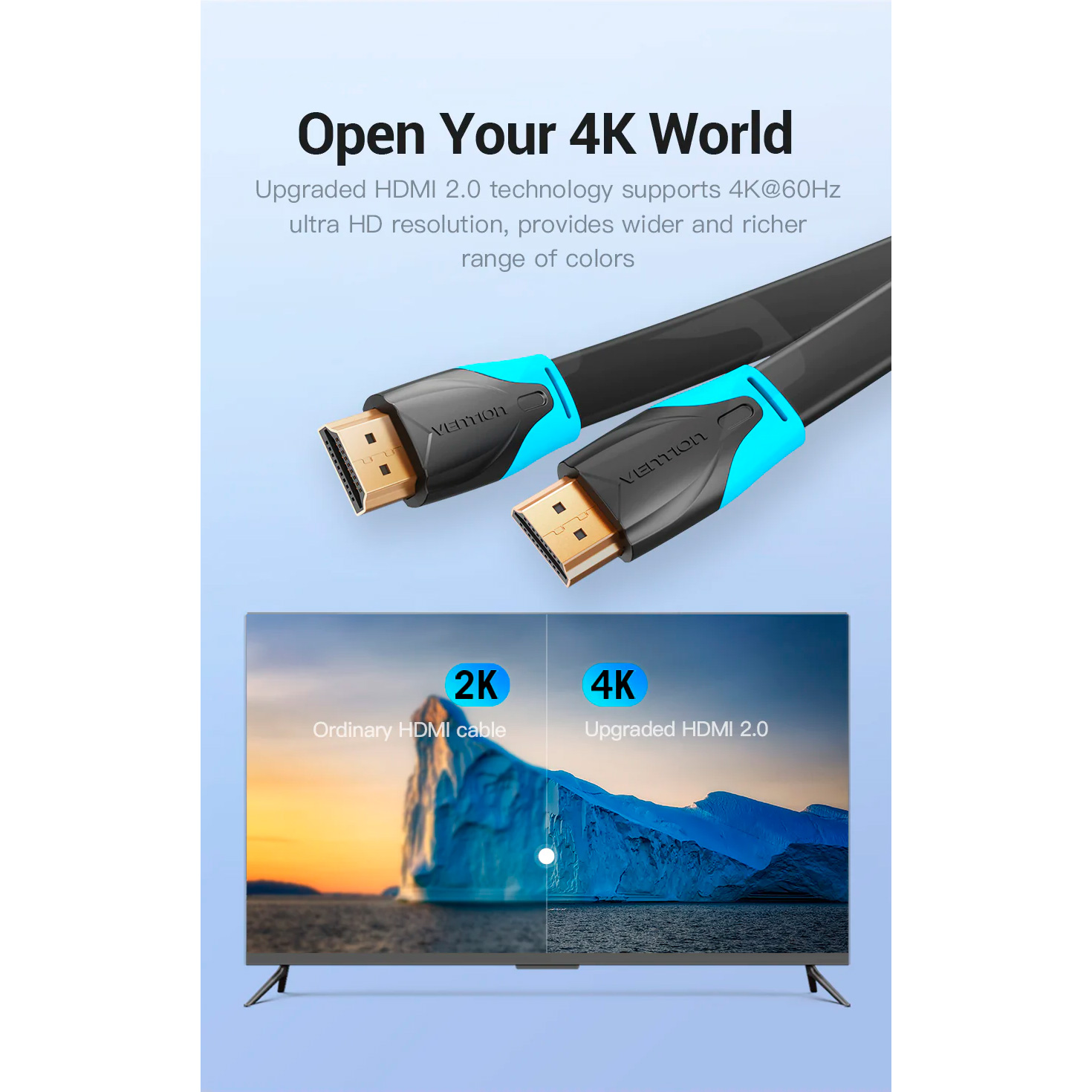 Кабель VENTION Flat Cable HDMI v2.0 1.5м Black (VAA-B02-L150)