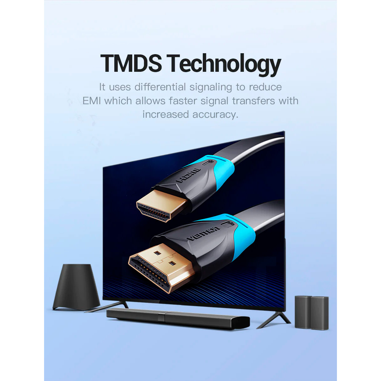Кабель VENTION Flat Cable HDMI v2.0 1.5м Black (VAA-B02-L150)