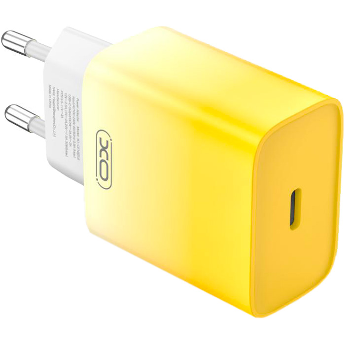 Зарядний пристрій XO CE18 1xUSB-C, PD3.0, QC3.0 30W Yellow (XO-CE18-YEL)