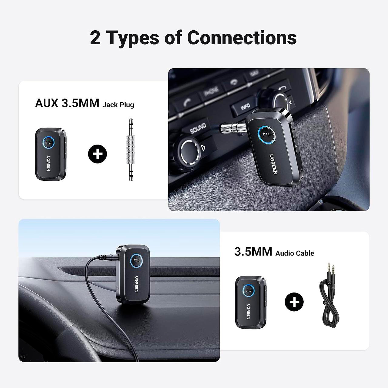 Bluetooth аудіо адаптер UGREEN CM596 Bluetooth 5.3 Car Audio Receiver (90748)