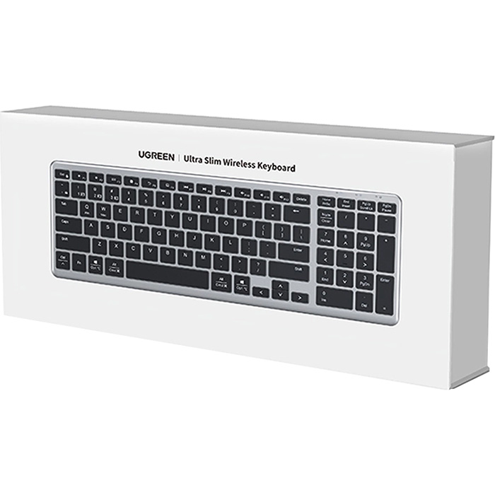 Клавіатура бездротова UGREEN KU005 Ultra Slim EN/RU Silver/Black (15258)