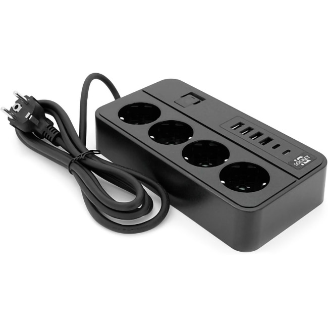 Мережевий фільтр VOLTRONIC G13 Black, 4 розетки, 2xUSB-C, 4xUSB, 2м