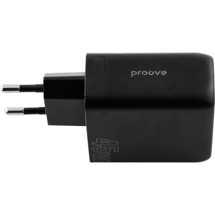 Зарядное устройство PROOVE Silicone Power Plus 45W 1xUSB-A, 1xUSB-C, PD3.0, QC3.0 Black