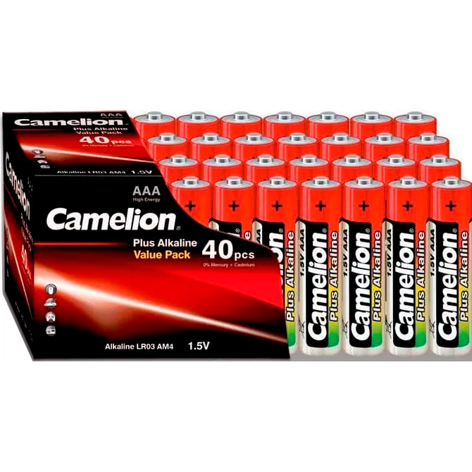 Батарейка CAMELION Plus Alkaline AAA 40шт/уп (LR03-SP40)