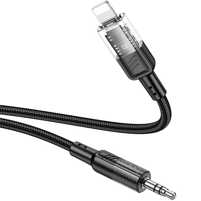 Кабель HOCO UPA27 Crystal Audio Cable Lightning - AUX 1.2м Black (6942007612524)