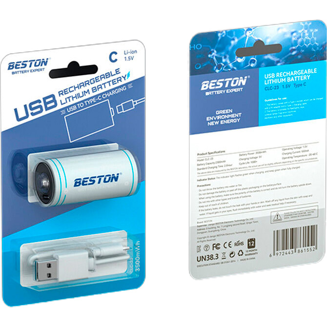 Аккумулятор BESTON Li-ion C 2300mAh TipTop, USB-C зарядка (CLC-23)