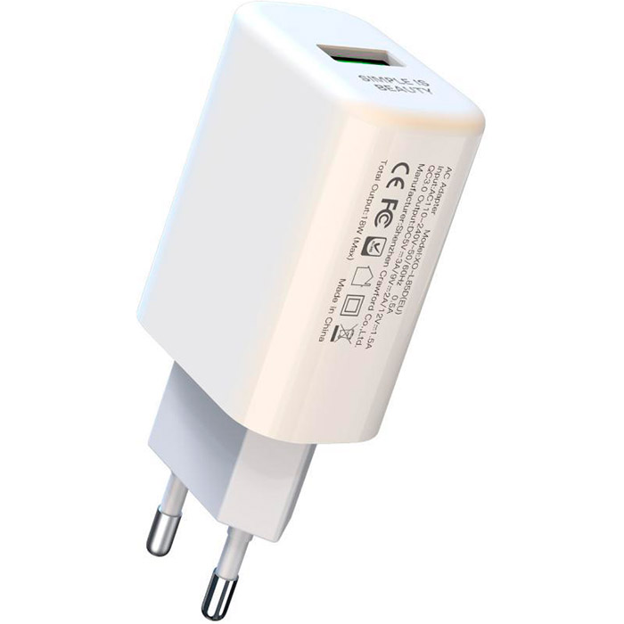 Зарядний пристрій XO L85 1xUSB-A, QC3.0, 18W White w/Micro-USB cable (XO-L85M-WH)