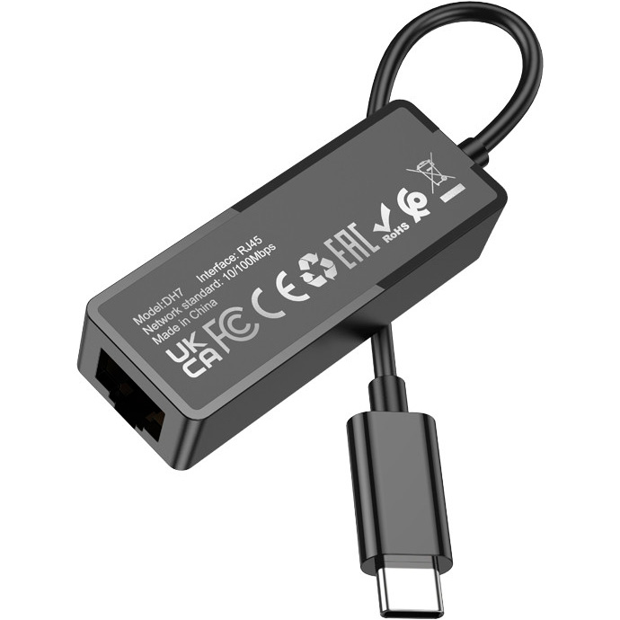 Сетевой адаптер BOROFONE DH7 Ricco Type-C to Fast Ethernet Adapter Black